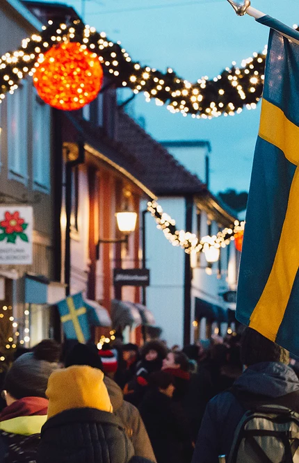 Stora gatan i Sigtuna under julen.